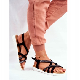 Dámské sandály Lu Boo s kubickým zirkonem 406-6 černé Feen černá 1