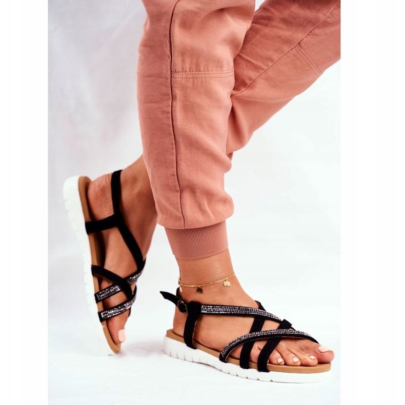 Dámské sandály Lu Boo s kubickým zirkonem 406-6 černé Feen černá 1