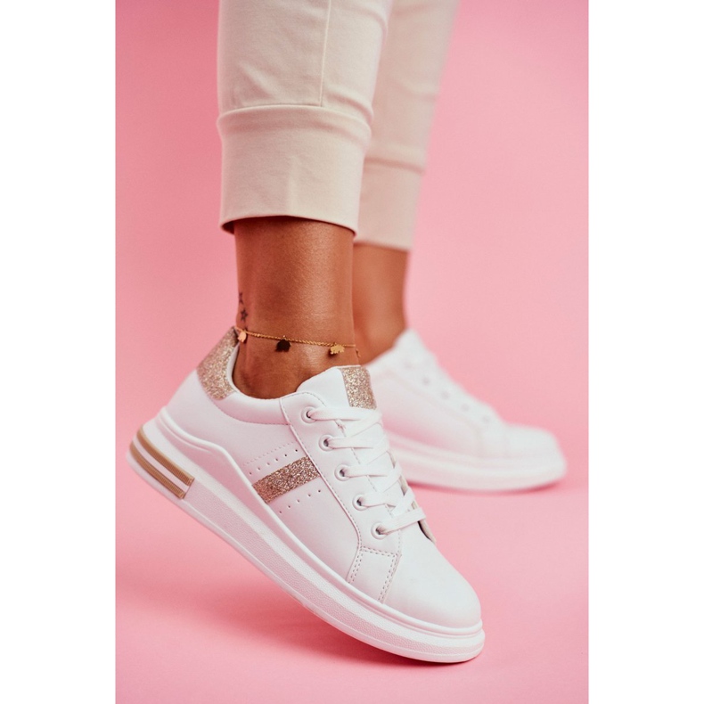 Dámské sportovní boty z bílého zlata s třpytkami Narval bílý žlutá 1