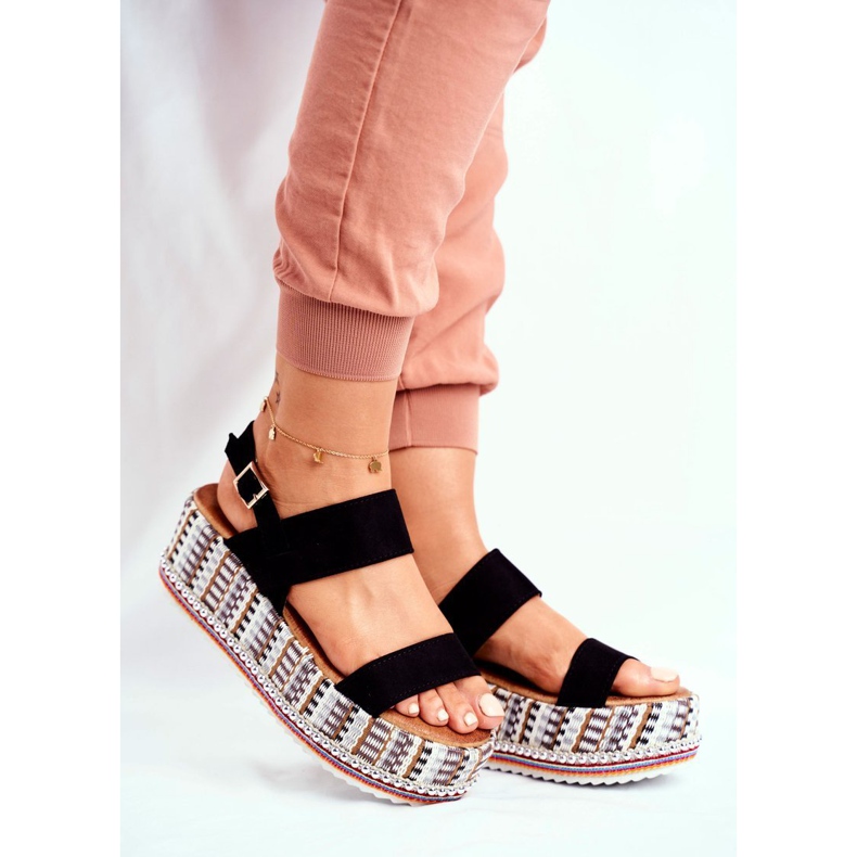 ADY Dámské sandály na platformě černé sandy černá 1