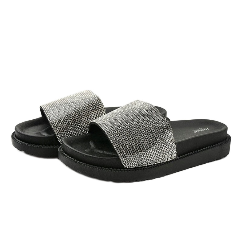 Černé pantofle s flitry SF-01 černý 2