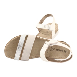 Sandály s koženou vložkou Inblu Argento OF019 bílý šedá 4