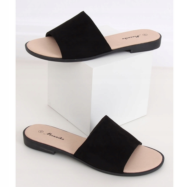 Černé dámské černé pantofle WL1606 Black černý 1