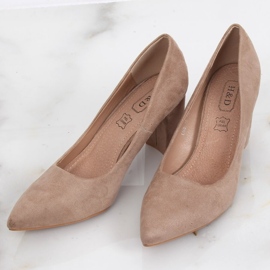 Lodičky na sloupku béžová E08-12 Khaki semiš béžový 2