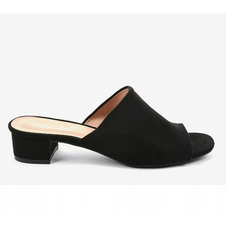 Černé pantofle na vysokém podpatku 77-91 černá 2