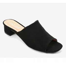 Černé pantofle na vysokém podpatku 77-91 černá 1