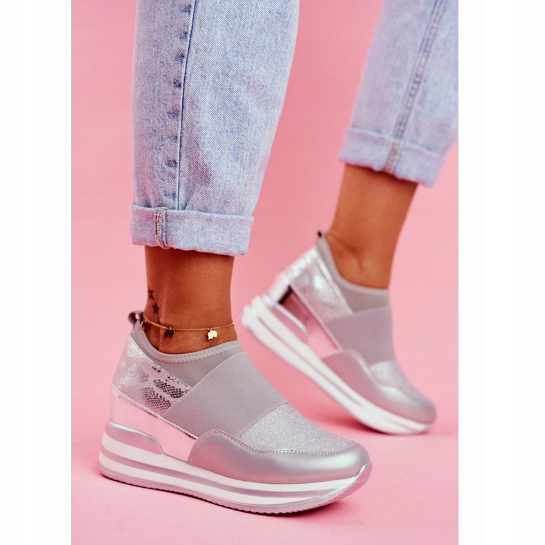 Dámská sportovní nazouvací obuv na klínku šedá Cold Play 2