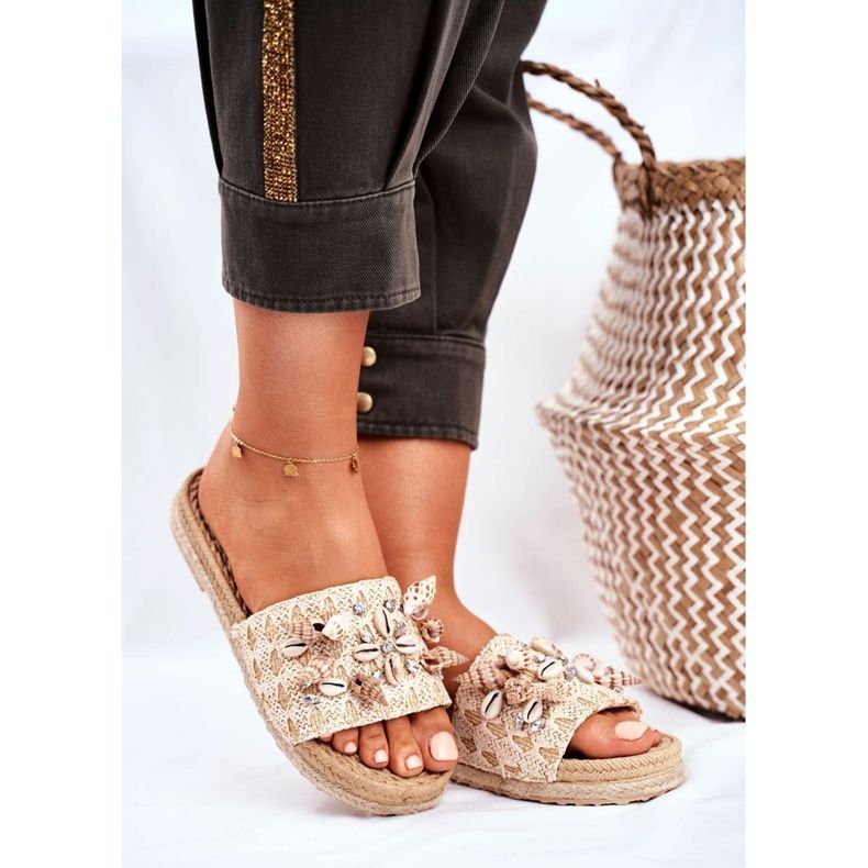 SEA Dámské pantofle s mušlemi béžové léto béžový 1 SEA Dámské pantofle s mušlemi béžové léto béžový 1