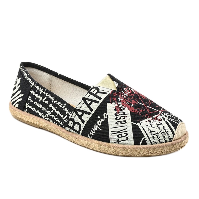 Černé pánské espadrilové boty BKA-48 bílý černý 1