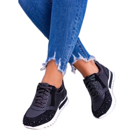 Černé dámské sportovní boty s flitry Lu Boo Infinitiale černá 1