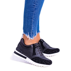Černé dámské sportovní boty s flitry Lu Boo Infinitiale černá 2
