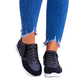 Černé dámské sportovní boty s flitry Lu Boo Infinitiale černá 3
