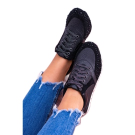 Černé dámské sportovní boty s flitry Lu Boo Infinitiale černá 4