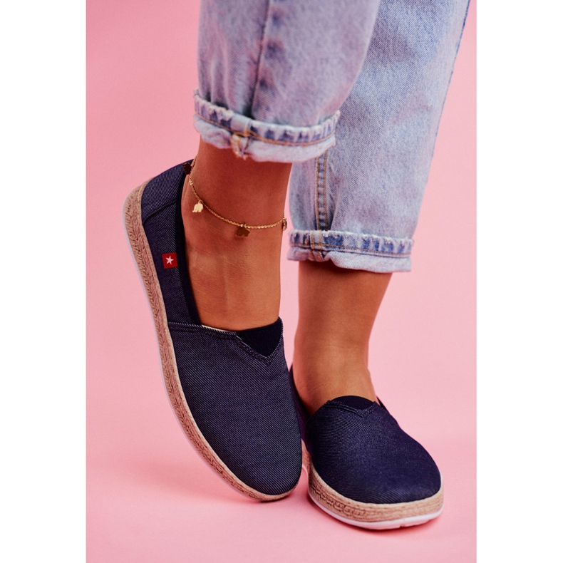 Dámské espadrilky Big Star Slip-on Navy Blue FF276024 námořnická modrá 2 Dámské espadrilky Big Star Slip-on Navy Blue FF276024 námořnická modrá 2