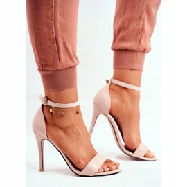 PS1 Dámské sandály na vysokém podpatku z eko semiše béžové barvy Liberty béžový 2