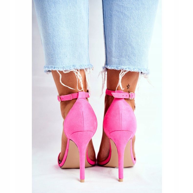SEA Dámské sandály na vysokém podpatku z eko semiše Fuchsia Liberty růžový 2