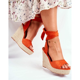 PS1 Dámské sandály na klínu vázané oranžové Belleza oranžový 2 PS1 Dámské sandály na klínu vázané oranžové Belleza oranžový 2