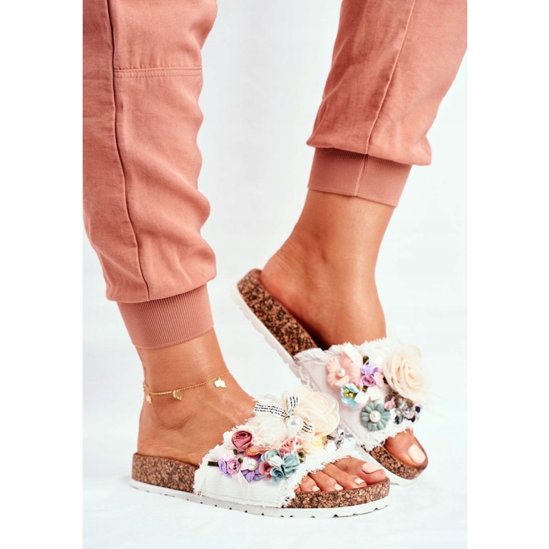 PS1 Dámské pantofle s květinami bílá Enrissa bílý vícebarevný 1