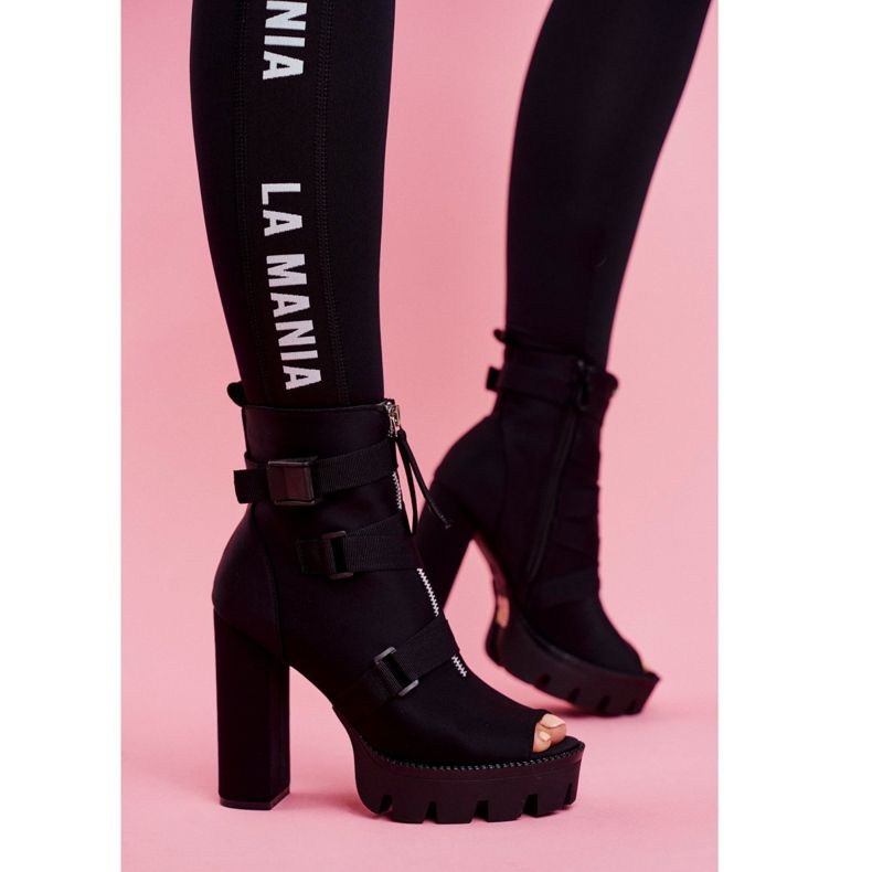 PS1 Dámské kotníkové boty s otevřenou špičkou, černé Gladios černá 2 PS1 Dámské kotníkové boty s otevřenou špičkou, černé Gladios černá 2