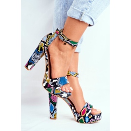 SEA Dámské sandály na vysokém podpatku Barevný had Figaro vícebarevný 2