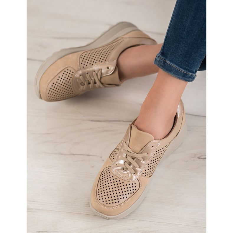 Comer Prolamované tenisky na paltformu hnědý žlutá 1