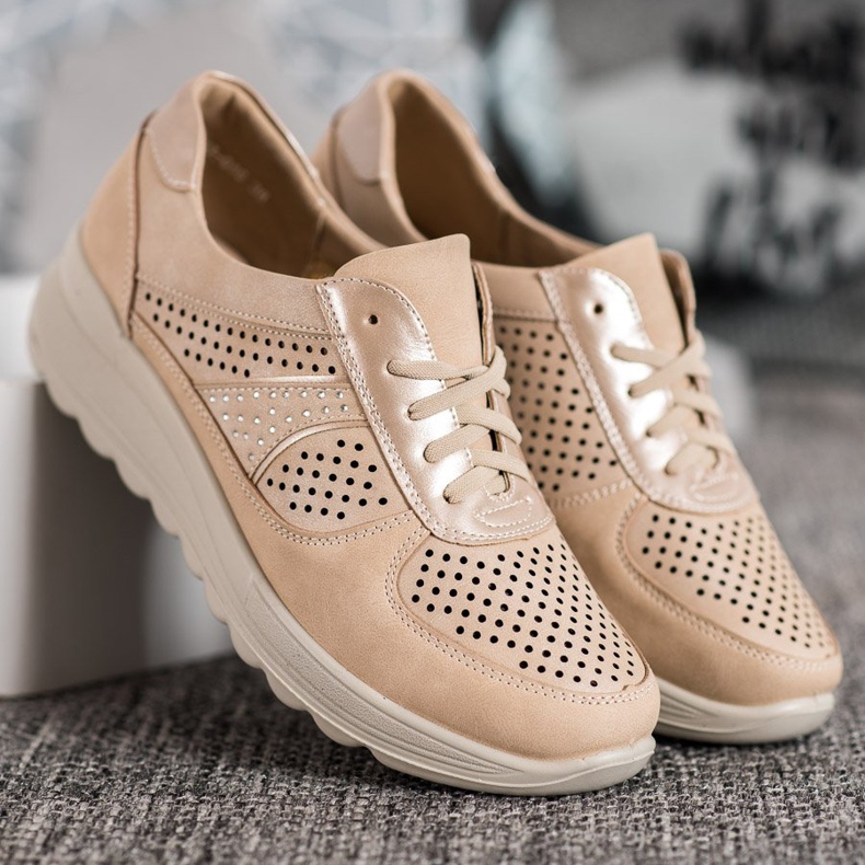 Comer Prolamované tenisky na paltformu hnědý žlutá 2