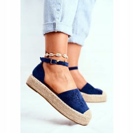 PS1 Dámské espadrilky na námořnicky modré lněné platformě Palermo námořnická modř 1