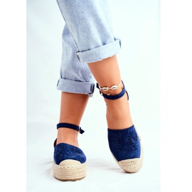 PS1 Dámské espadrilky na námořnicky modré lněné platformě Palermo námořnická modř 2