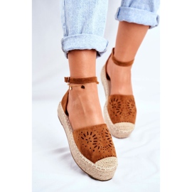 PS1 Dámské espadrilky na lněné platformě Camel Palermo hnědý 1
