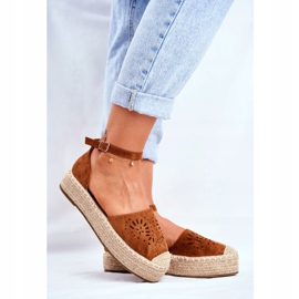 PS1 Dámské espadrilky na lněné platformě Camel Palermo hnědý 2
