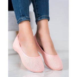 SHELOVET Lehké prolamované balerínky růžový 2