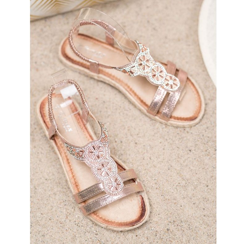 SHELOVET Elegantní sandály s ozdobami žlutá 2