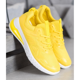 Ideal Shoes Svázané boty se síťovinou žluť 1