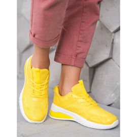 Ideal Shoes Svázané boty se síťovinou žluť 2