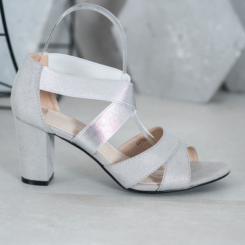 Filippo Stříbrné nazouvací sandály šedá 2