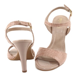 Espinto Malované kožené dámské růžové sandály růžový 3