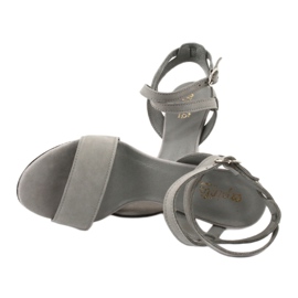 Espinto Dámské sandály šedé kůže na pin S333/5 šedá 4
