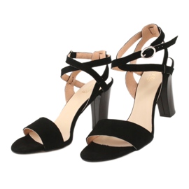 Espinto Dámské sandály černé kůže na příspěvku S333/1 černá 2 Espinto Dámské sandály černé kůže na příspěvku S333/1 černá 2