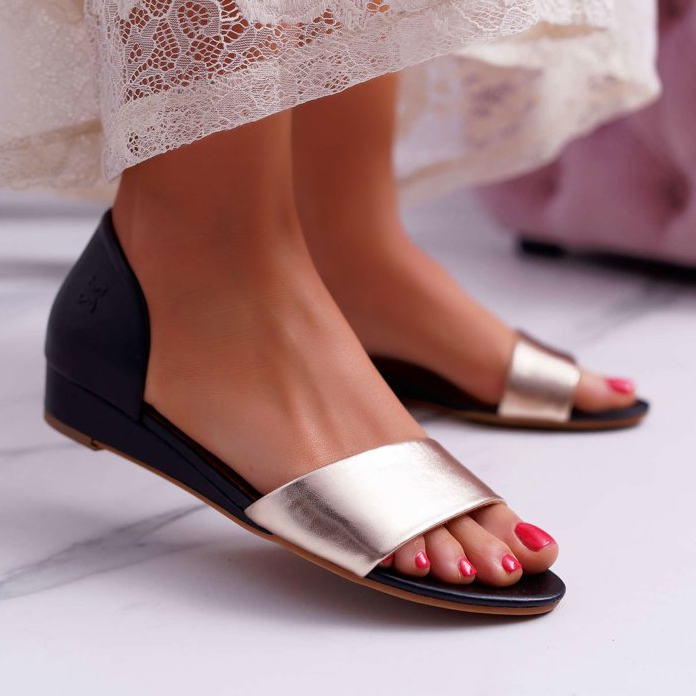 Dámské sandály Maciejka Leather Black and Gold 1971 Nomara černá žlutá 1