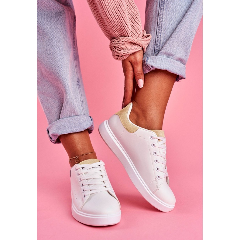 SEA Dámské sportovní boty bílé barvy s béžovým podpatkem Milly bílý hnědý 1