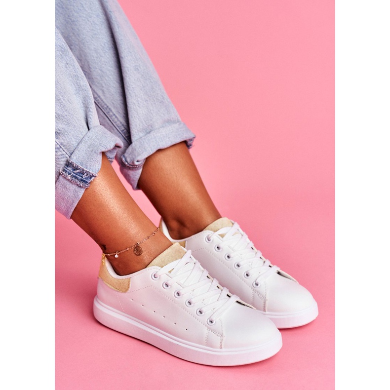 SEA Dámské sportovní boty bílé barvy s béžovým podpatkem Milly bílý hnědý 2