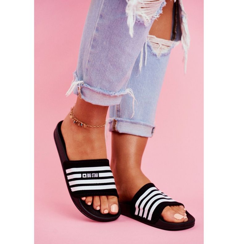 Dámské pantofle Big Star černé FF274A353 bílý černá 1