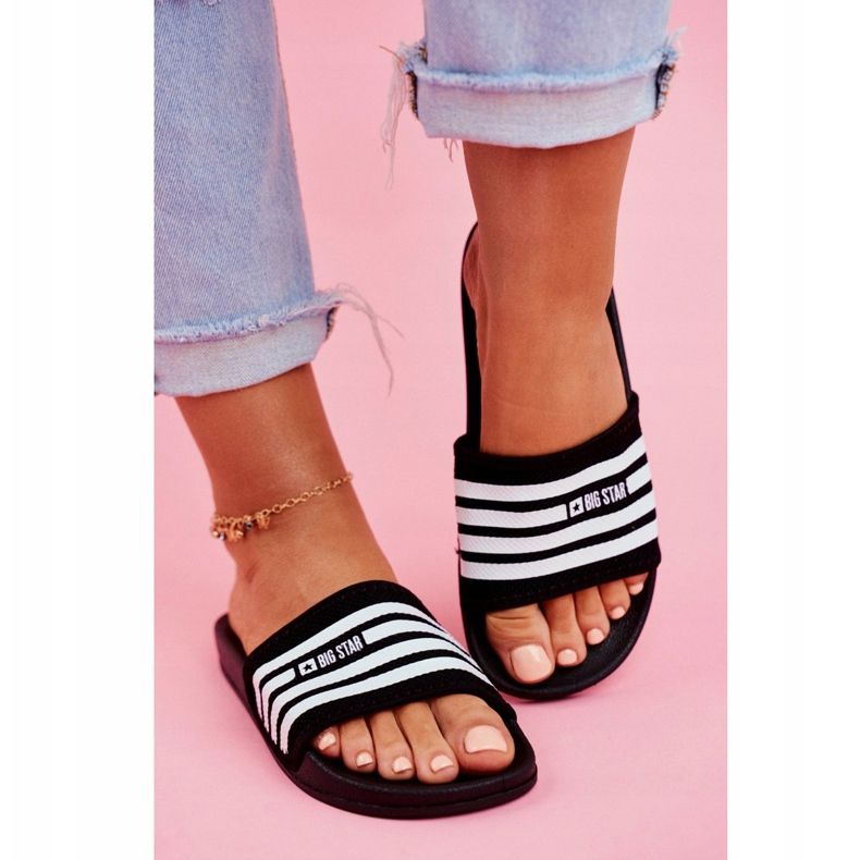 Dámské pantofle Big Star černé FF274A353 bílý černá 2