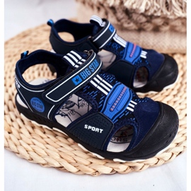 Dětské sandály Big Star se suchým zipem Navy Blue FF374211 námořnická modrá modrý 1 Dětské sandály Big Star se suchým zipem Navy Blue FF374211 námořnická modrá modrý 1