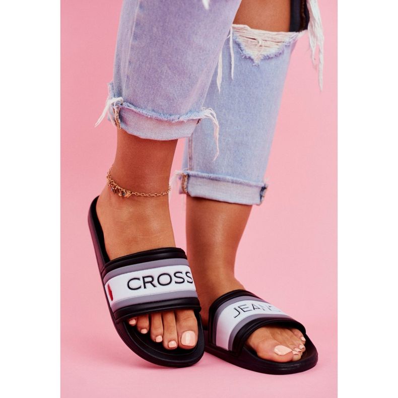 Dámské pantofle Cross Jeans černé FF2R4159C bílý černá 2 Dámské pantofle Cross Jeans černé FF2R4159C bílý černá 2