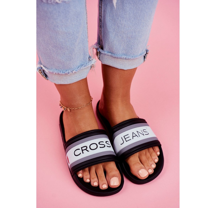 Dámské pantofle Cross Jeans černé FF2R4159C bílý černý 1