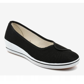 Černé tenisky, klínové tenisky K-1-001 černá 1 Černé tenisky, klínové tenisky K-1-001 černá 1