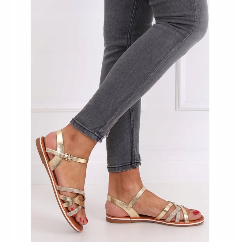 Zlaté dámské sandály 99-62 Gold zlatý 1