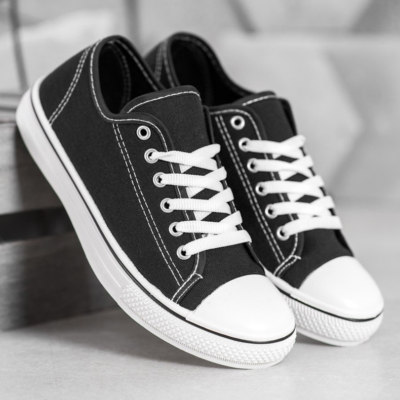 SHELOVET Klasické vázané tenisky černá 1