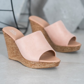 Small Swan Papuče z lehkého semiše růžový 2